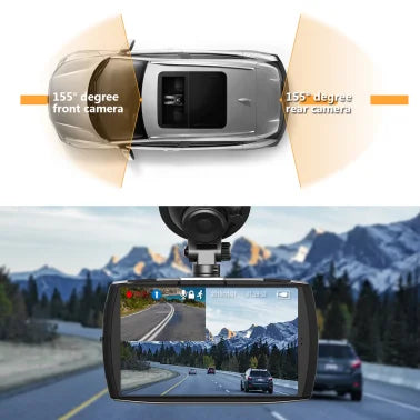 Z-EDGE™ T4 Front and Rear 1080p Dash Camera with 4-In. Touch-Screen, Night Vision, and microSD™ Card