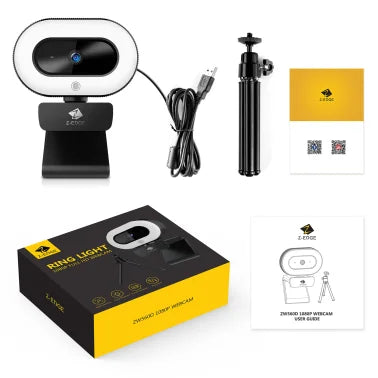 Z-EDGE™ Full HD 1080p 2.0-MP Auto-Focus Webcam and Ring Light with Full Directional Microphone, ZW560D