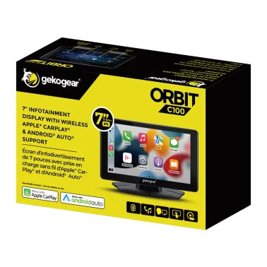 GekoGear™ Orbit C100 7-In. Portable Infotainment Display Compatible with Apple® CarPlay®, Android Auto™, Bluetooth®, and Wi-Fi®