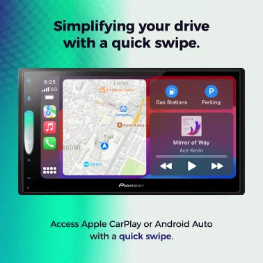 Pioneer® DMH-2000NEX 6.8-In. Car In-Dash Unit, Double-DIN Digital Media Receiver with Touch Screen, Bluetooth®, and Apple CarPlay®/Android Auto™