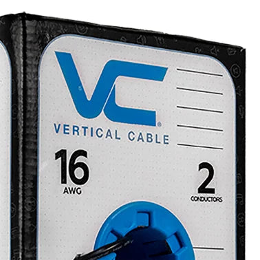 Vertical Cable V-Sound 16-AWG Audio Cable with UV-Rated Jacket for Direct Burial, 2 Conductor, 65 Strand, 500-Ft. Pull Box, Black