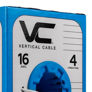 Vertical Cable V-Sound 16-AWG Audio Cable with PVC Jacket, 4 Conductor, 65 Strand, 500-Ft. Pull Box (White)