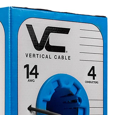 Vertical Cable V-Sound 14-AWG Audio Cable with PVC Jacket, 4 Conductor, 41 Strand, 500-Ft. Pull Box (Black)