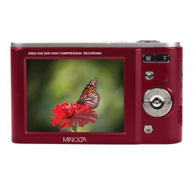 Minolta® MND20 16x Digital Zoom 44 MP/2.7K Quad HD Digital Camera (Red)