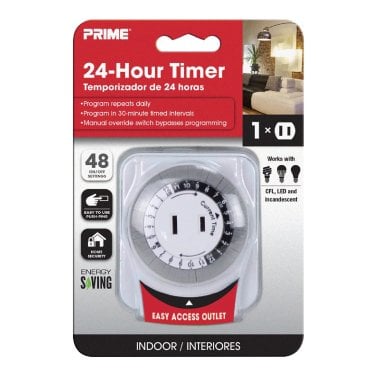 PRIME® 1-Outlet 24-Hour Mechanical Indoor Timer