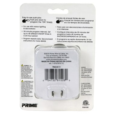 PRIME® 1-Outlet 24-Hour Mechanical Indoor Timer