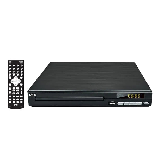 QFX® 1080p DVD/CD Multimedia Player with FM Radio, HDMI®, MP3 Conversion, and Remote, Black, VP-110