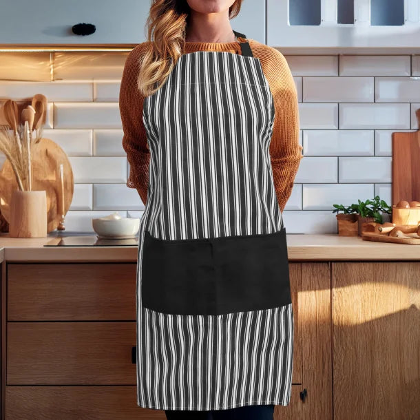 Better Houseware Adjustable Striped Apron (Black)