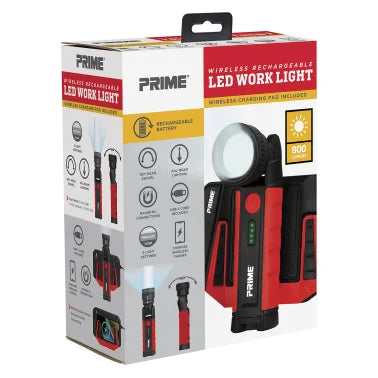 PRIME® 900-Lumen Adjustable Flood-to-Spot LED Portable Work Light with Wireless Qi® Charger