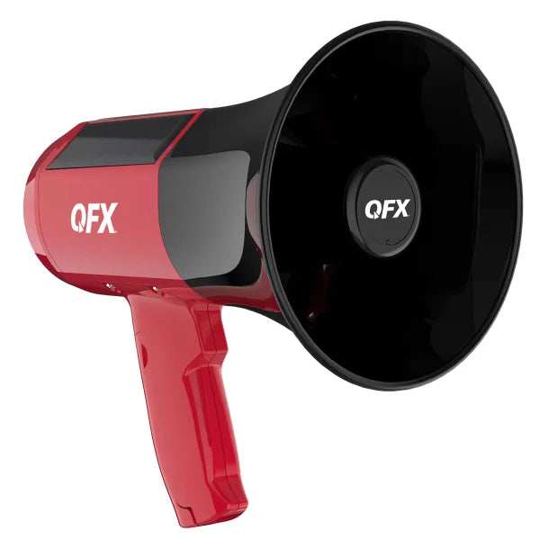 QFX® BT-1000 Rechargeable Solar Megaphone with Siren, Air Horn, Bluetooth®, and Digital File Playback