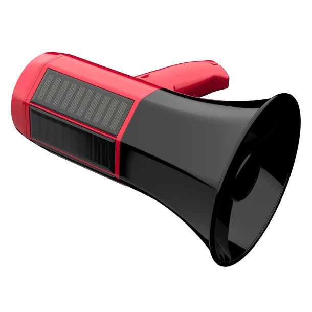 QFX® BT-1000 Rechargeable Solar Megaphone with Siren, Air Horn, Bluetooth®, and Digital File Playback