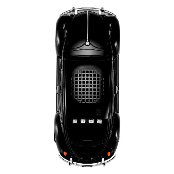 QFX® BT-1960 Retro Car Portable Bluetooth® Speaker with Speakerphone, True Wireless, FM Radio, and LED Party Lights (Black)
