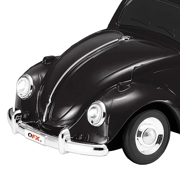 QFX® BT-1960 Retro Car Portable Bluetooth® Speaker with Speakerphone, True Wireless, FM Radio, and LED Party Lights (Black)