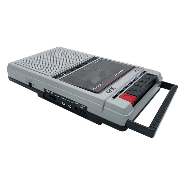 QFX® Retro-40 Shoebox-Style Cassette Tape Player/Recorder with Bluetooth® and USB Playback