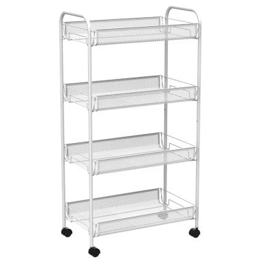 Better Houseware 4-Shelf Wheeled Metal Trolley, White