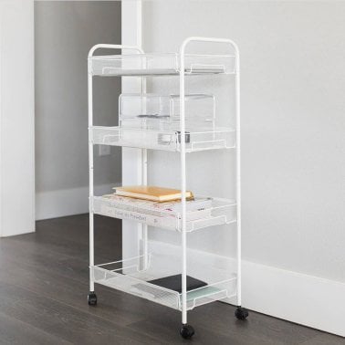 Better Houseware 4-Shelf Wheeled Metal Trolley, White