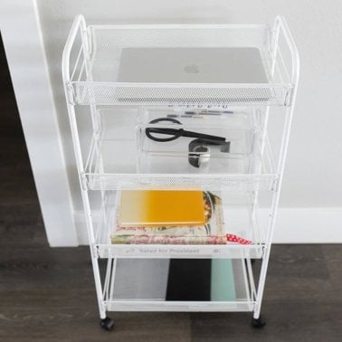 Better Houseware 4-Shelf Wheeled Metal Trolley, White