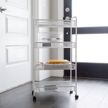 Better Houseware 4-Shelf Wheeled Metal Trolley, White