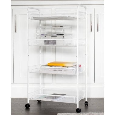 Better Houseware 4-Shelf Wheeled Metal Trolley, White