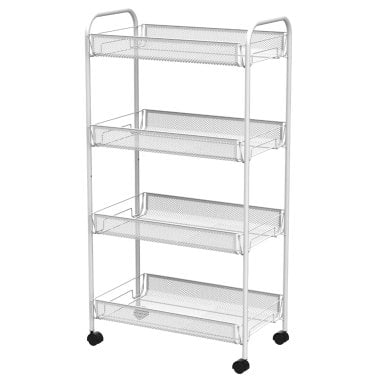 Better Houseware 4-Shelf Wheeled Metal Trolley, White