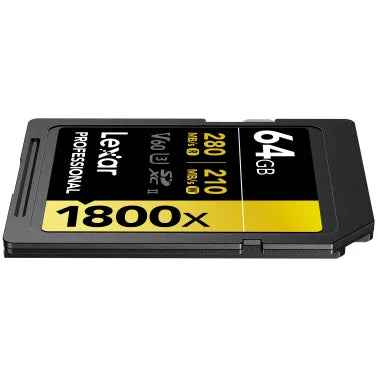 Lexar® Professional GOLD Series 1800x SDXC™ UHS-II Card, 64 GB, 2 Pack