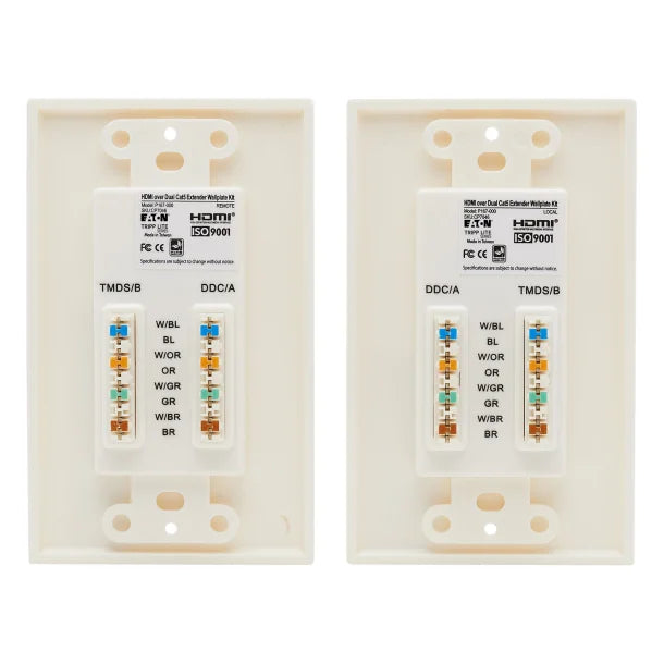 Tripp Lite® by Eaton® HDMI® over Dual CAT-5/CAT-6 Extender Wallplate Kit with Transmitter and Receiver, TAA Compliant