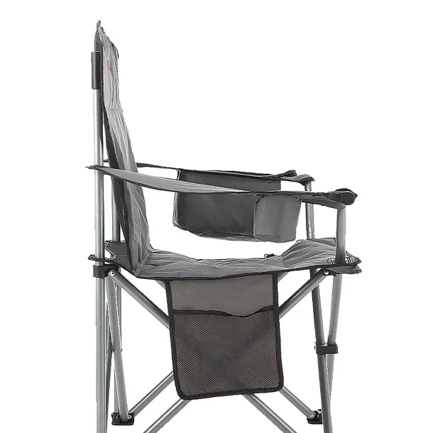 ARROWHEAD OUTDOOR™ Portable Folding USB-Heated Camping Chair with 6-Can Armrest Cooler, Gray