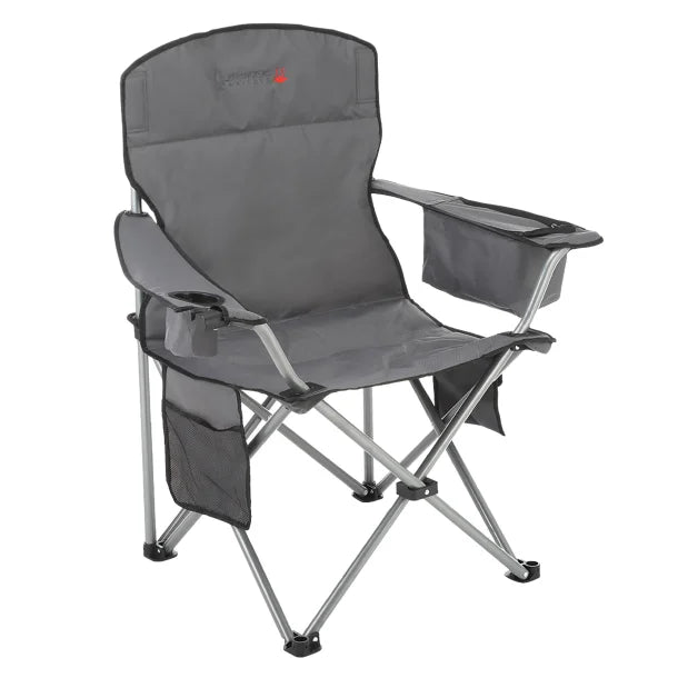 ARROWHEAD OUTDOOR™ Portable Folding USB-Heated Camping Chair with 6-Can Armrest Cooler, Gray