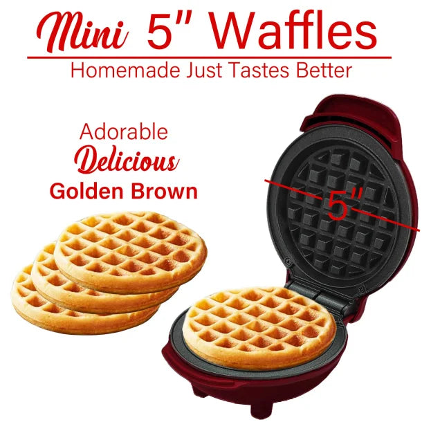 Brentwood® 400-Watt 5-In. Non-Stick Mini Waffle Maker (Red)