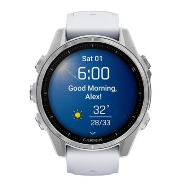 Garmin® fēnix® 8 AMOLED Multisport 43-mm GPS Watch with Silicone Band (Silver/Whitestone)