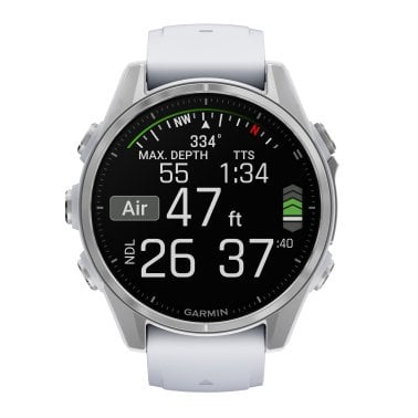 Garmin® fēnix® 8 AMOLED Multisport 43-mm GPS Watch with Silicone Band (Silver/Whitestone)