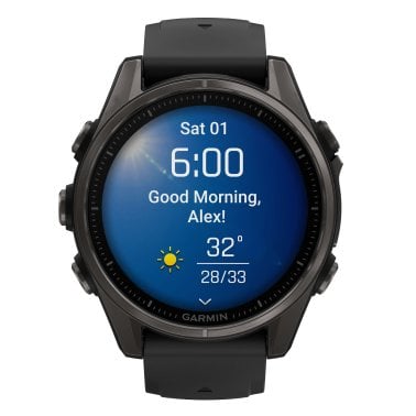 Garmin® fēnix® 8 AMOLED Multisport 43-mm GPS Watch with Silicone Band (Sapphire Lens/Carbon Gray DLC Titanium/Black)