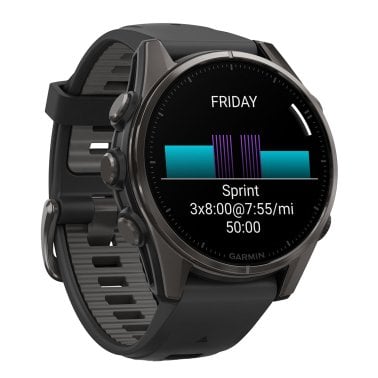 Garmin® fēnix® 8 AMOLED Multisport 43-mm GPS Watch with Silicone Band (Sapphire Lens/Carbon Gray DLC Titanium/Black)