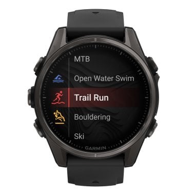 Garmin® fēnix® 8 AMOLED Multisport 43-mm GPS Watch with Silicone Band (Sapphire Lens/Carbon Gray DLC Titanium/Black)