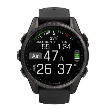 Garmin® fēnix® 8 AMOLED Multisport 43-mm GPS Watch with Silicone Band (Sapphire Lens/Carbon Gray DLC Titanium/Black)