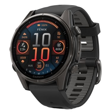 Garmin® fēnix® 8 AMOLED Multisport 43-mm GPS Watch with Silicone Band (Sapphire Lens/Carbon Gray DLC Titanium/Black)