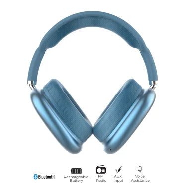 IQ Sound® High-Performance Bluetooth® Over-Ear Headphones with Microphone and FM Radio, IQ-170BT (Blue)