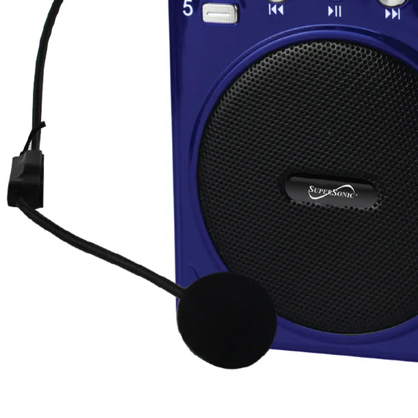 Supersonic® Bluetooth® Portable PA Speaker Voice Amplifier with Microphone, FM Radio, and Karaoke Jack, SC-1443BT (Blue)