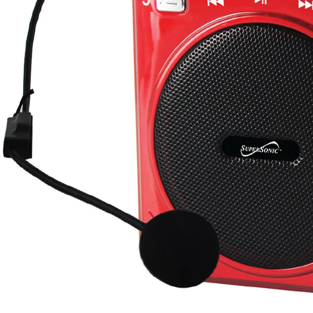 Supersonic® Bluetooth® Portable PA Speaker Voice Amplifier with Microphone, FM Radio, and Karaoke Jack, SC-1443BT (Red)