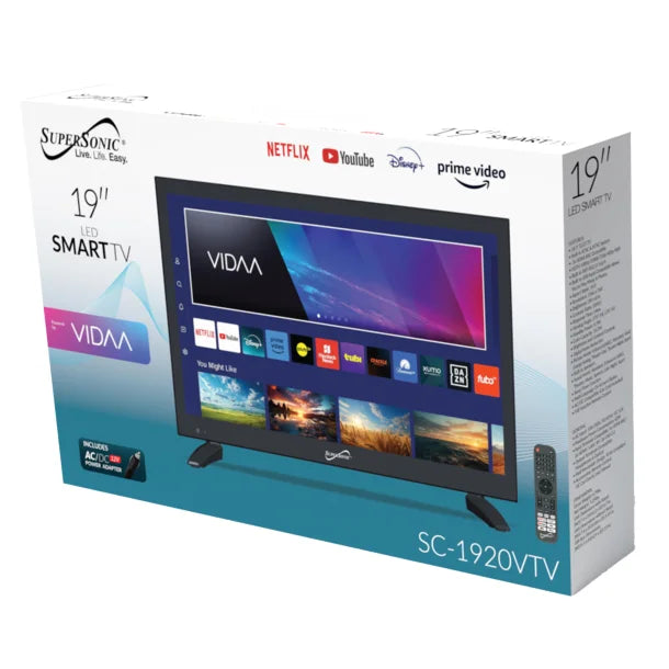 Supersonic® 19-In.-Class VIDAA LED Smart TV, AC/DC Compatible