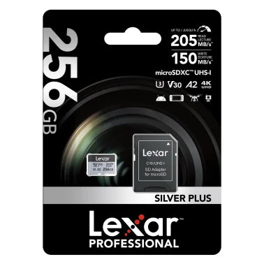 Lexar® Professional SILVER PLUS Series microSDXC™ UHS-I Card with SD™ Adapter (256 GB)