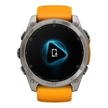 Garmin® fēnix® 8 AMOLED Multisport 51-mm GPS Watch with Silicone Band (Sapphire Lens/Titanium with Spark Orange/Graphite)