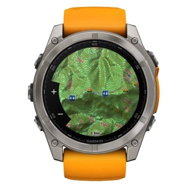 Garmin® fēnix® 8 AMOLED Multisport 51-mm GPS Watch with Silicone Band (Sapphire Lens/Titanium with Spark Orange/Graphite)