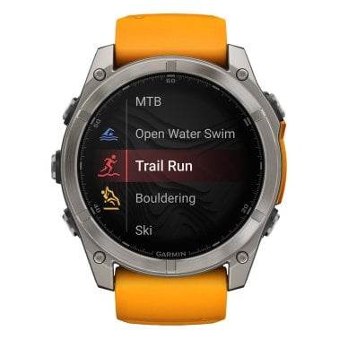 Garmin® fēnix® 8 AMOLED Multisport 51-mm GPS Watch with Silicone Band (Sapphire Lens/Titanium with Spark Orange/Graphite)