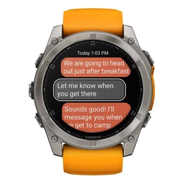 Garmin® fēnix® 8 AMOLED Multisport 51-mm GPS Watch with Silicone Band (Sapphire Lens/Titanium with Spark Orange/Graphite)