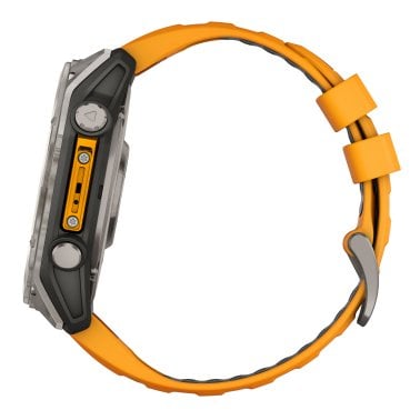 Garmin® fēnix® 8 AMOLED Multisport 51-mm GPS Watch with Silicone Band (Sapphire Lens/Titanium with Spark Orange/Graphite)