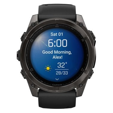 Garmin® fēnix® 8 AMOLED Multisport 51-mm GPS Watch with Silicone Band (Sapphire Lens/Carbon Gray DLC Titanium/Black)