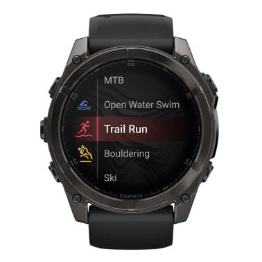 Garmin® fēnix® 8 AMOLED Multisport 51-mm GPS Watch with Silicone Band (Sapphire Lens/Carbon Gray DLC Titanium/Black)