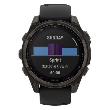 Garmin® fēnix® 8 Multisport 47-mm Sapphire Solar GPS Watch with Silicone Band (Carbon Gray DLC Titanium/Black)