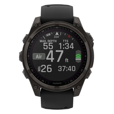 Garmin® fēnix® 8 Multisport 47-mm Sapphire Solar GPS Watch with Silicone Band (Carbon Gray DLC Titanium/Black)